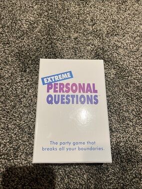 Extreme Personal Questions Party Card Game - White with Purple & Blue Logo